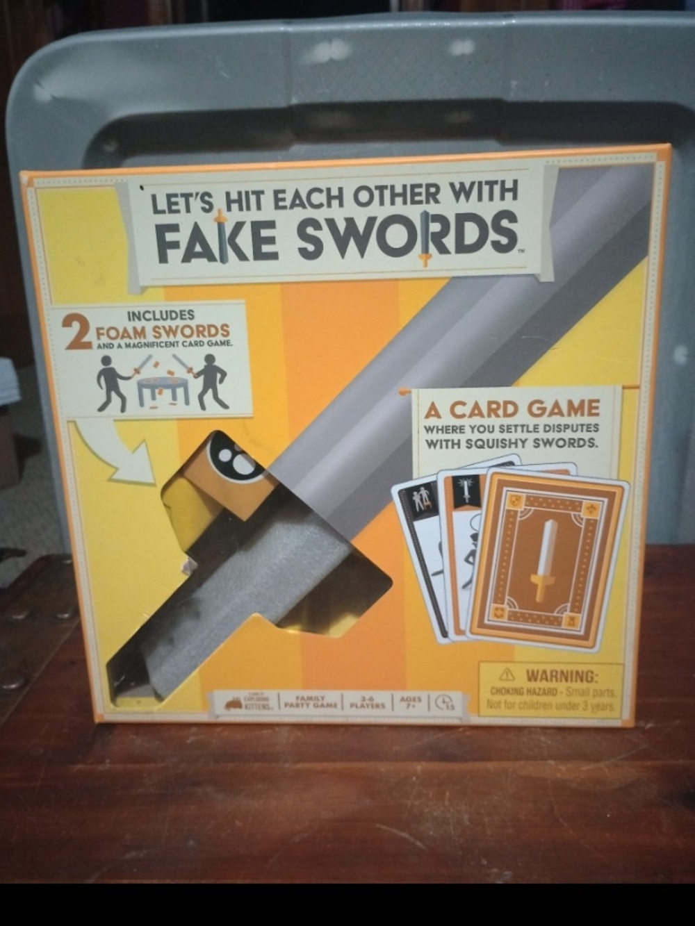 Let's Hit Each Other With Fake Swords Foam Sword Card Game – Yellow & Gray